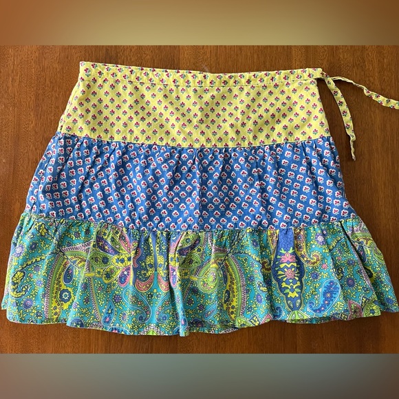 Ralph Lauren Yellow and Blue Floral Mini Skirt - Picture 1 of 4